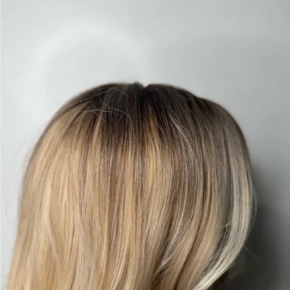 Long Rooted Blonde Wig – Layers, Curtain Front, Natural Balayage Blend - Picture 5 of 7